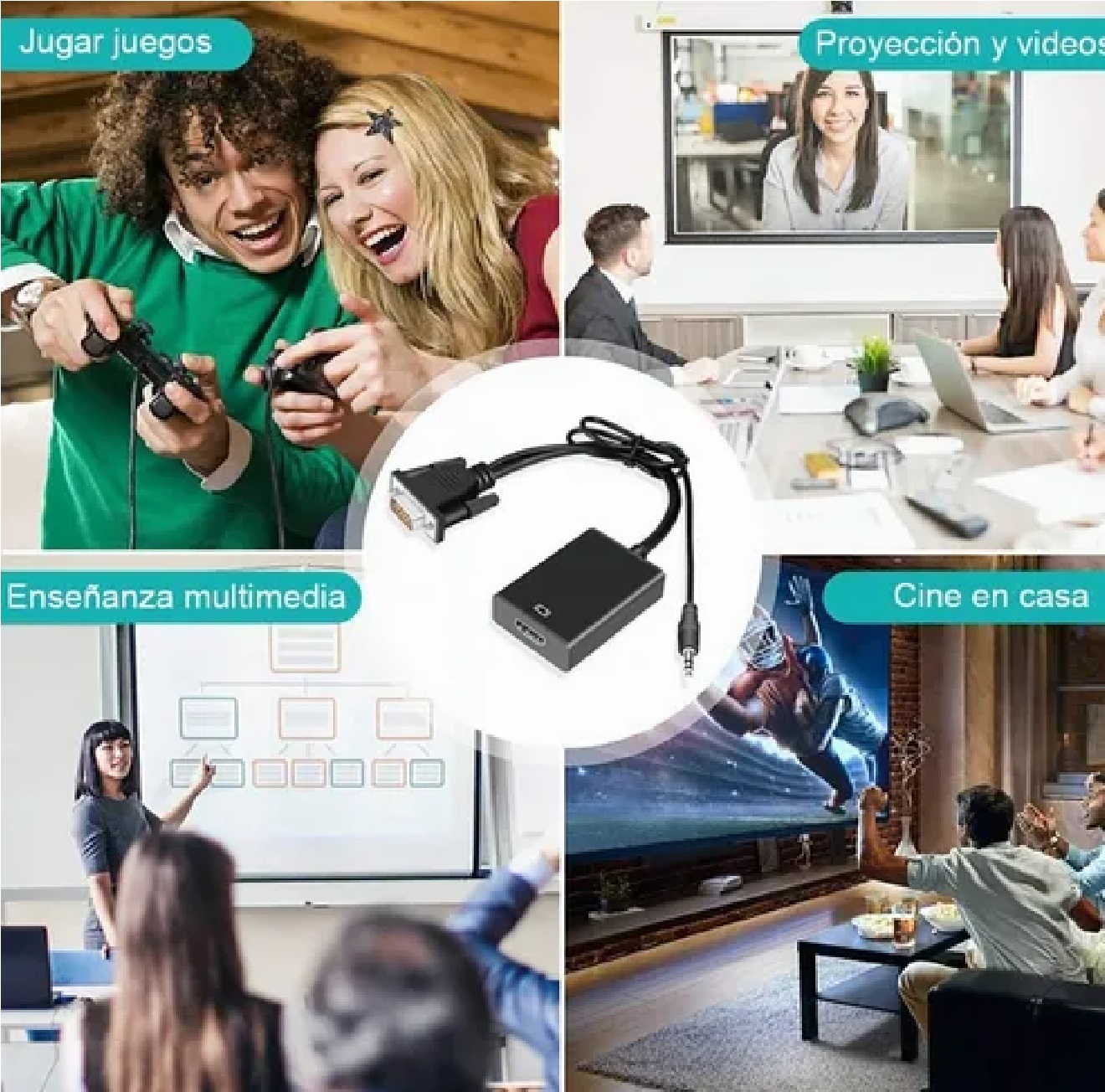 Cable Convertidor Video Vga A Hdmi + Audio Full Hd