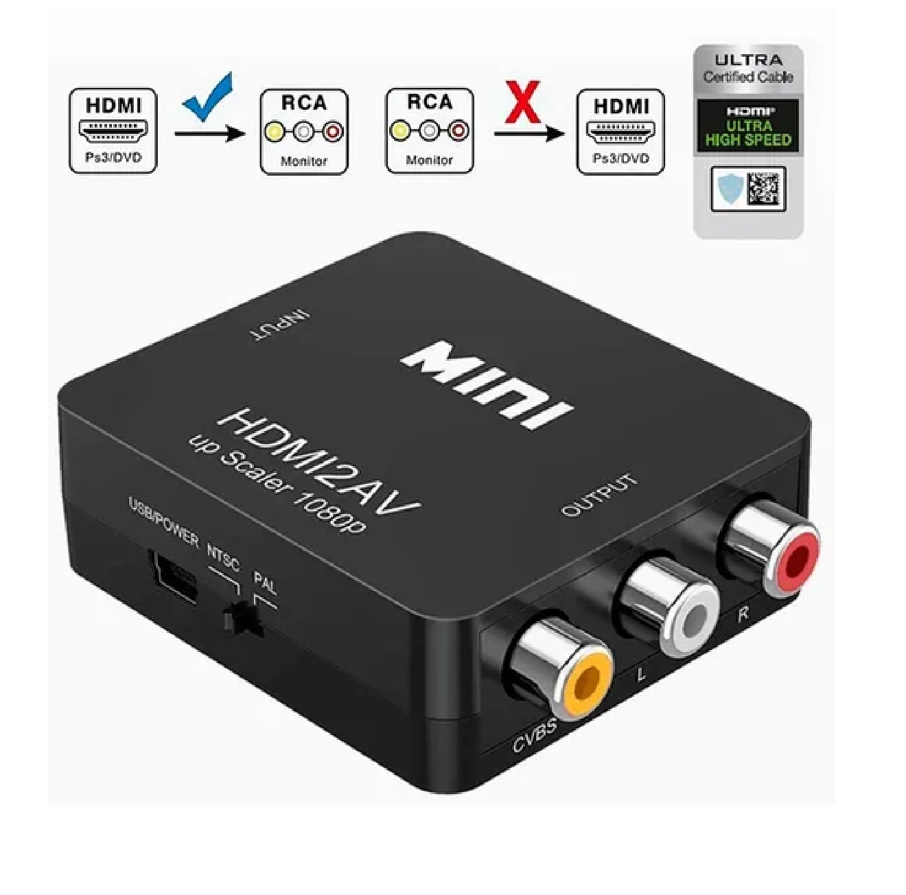 Adaptador De Convertidor De Audio Y Video Tv Hdmi A Rca