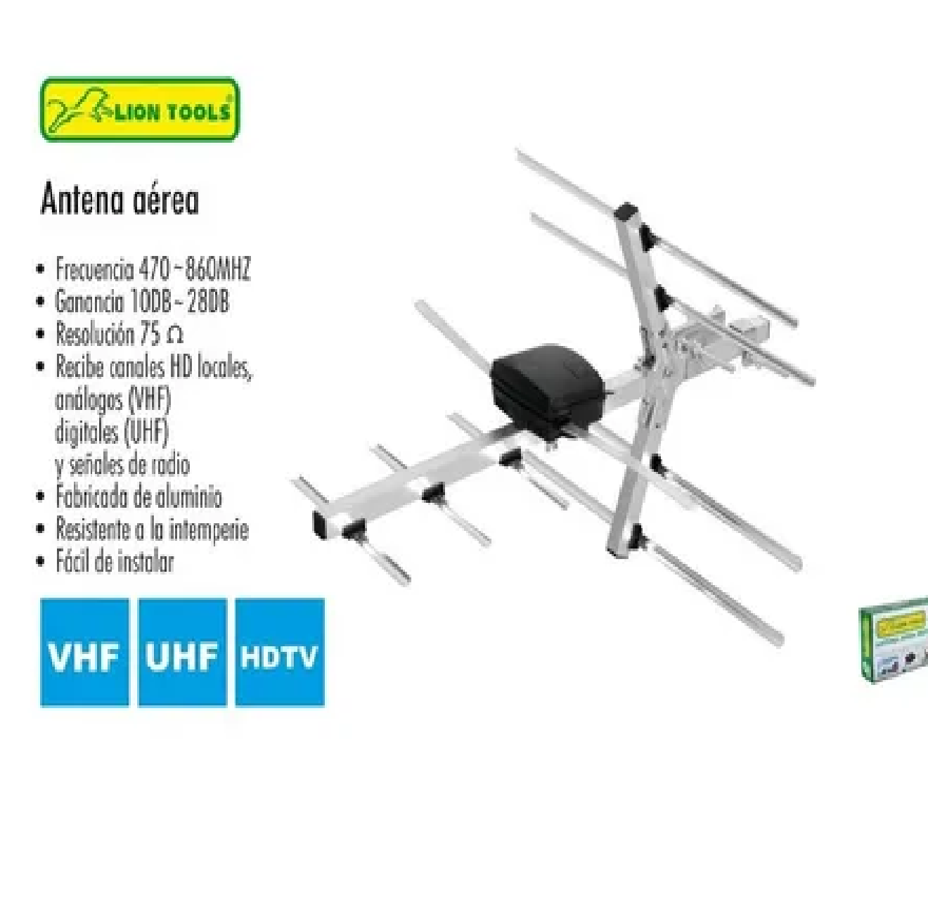 Antena Aérea 8 Elementos Television Radio Vhf Uhf Hdtv Full