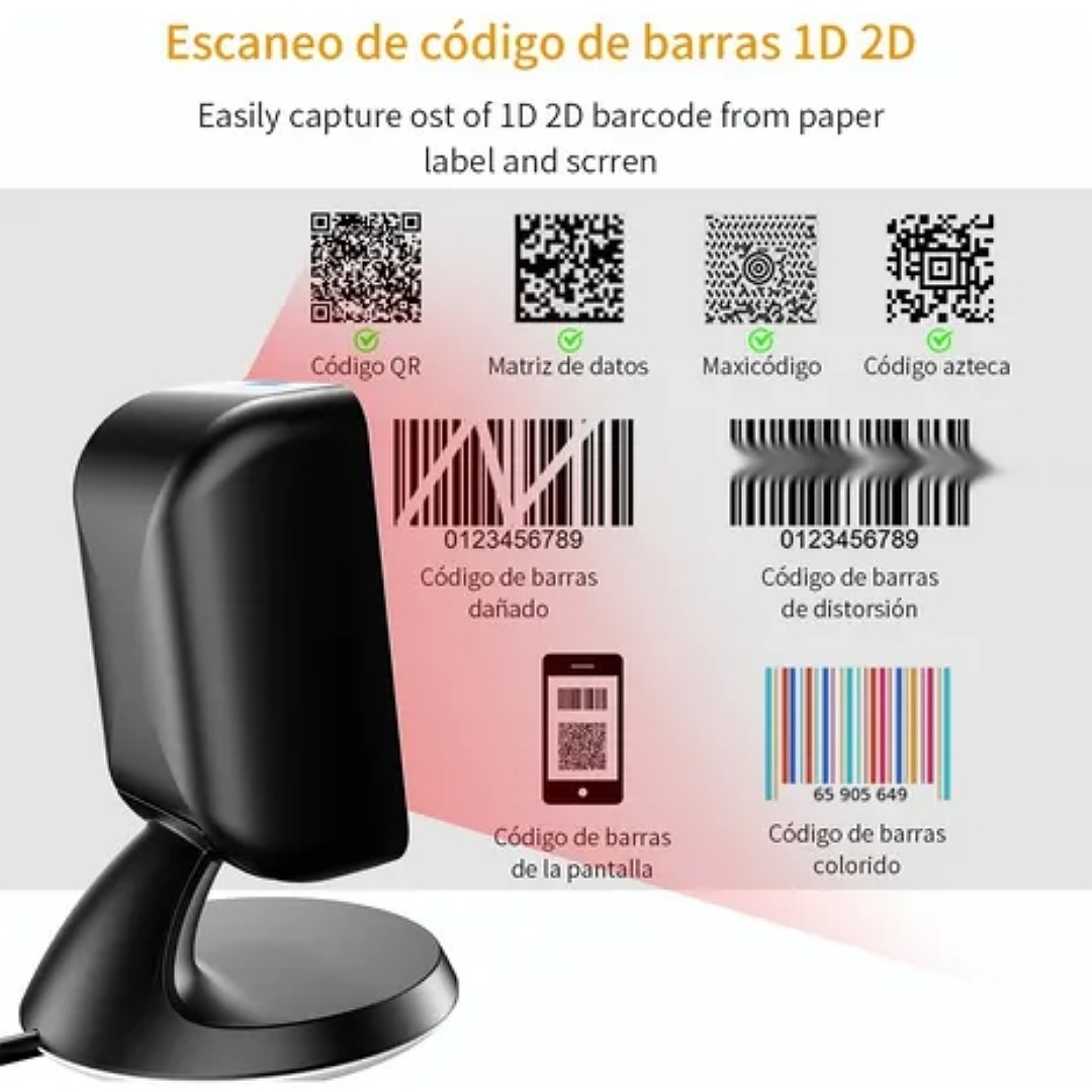 Lector De Código De Barras Omnidireccional 1d/2d/qr Con Usb