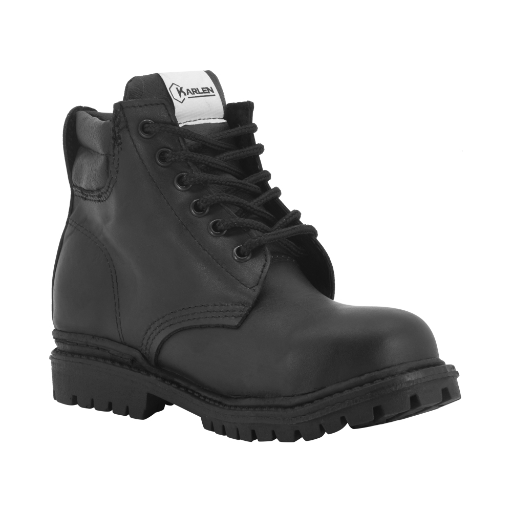 Bota De Seguridad 100% Piel-Flor, Suela De Hule, Karlen, Negro, Varias Tallas