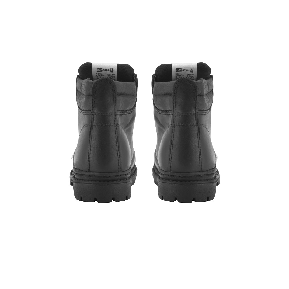 Bota De Seguridad 100% Piel-Flor, Suela De Hule, Karlen, Negro, Varias Tallas
