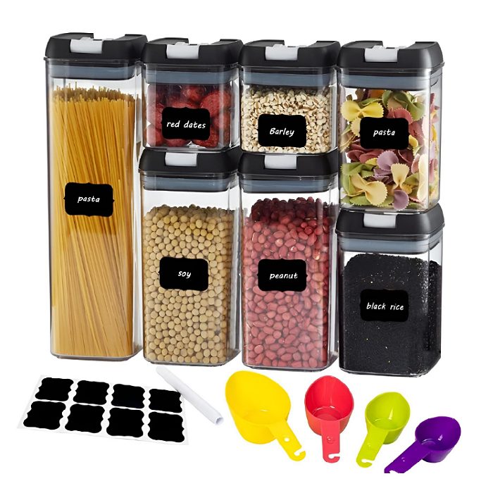 Set De 7 Contenedores Para Cocina Con Tapa Hermética