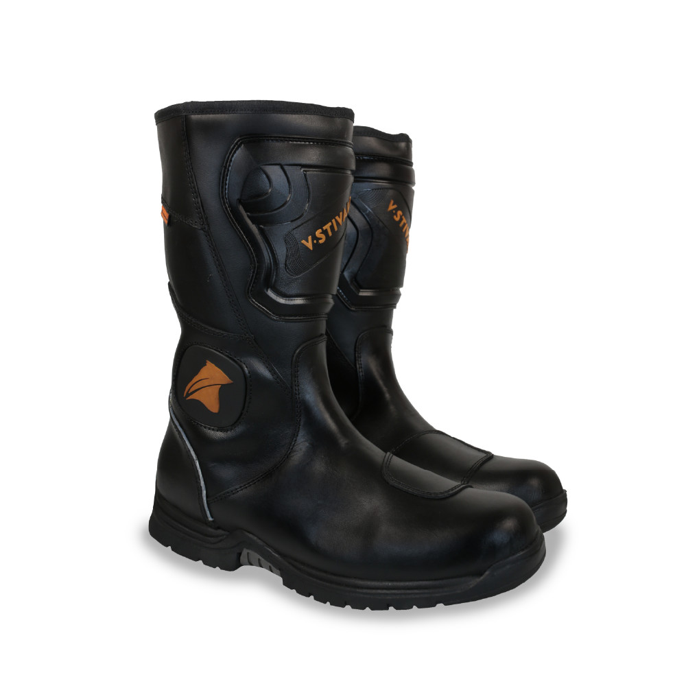 Botas Motociclista V-STIVALI ELITE 375 Piel Alta Seguridad Pista Negra TALLA 29    
