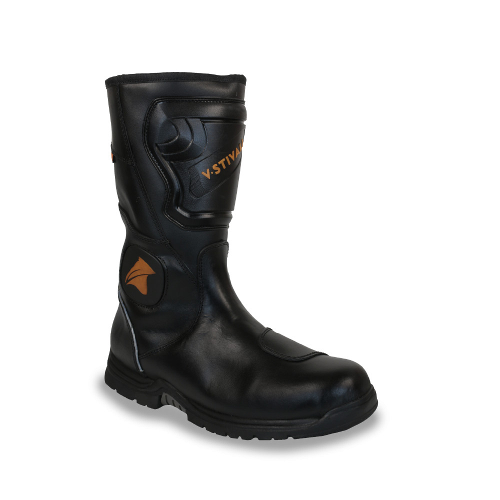 Botas Motociclista V-STIVALI ELITE 375 Piel Alta Seguridad Pista Negra TALLA 29    