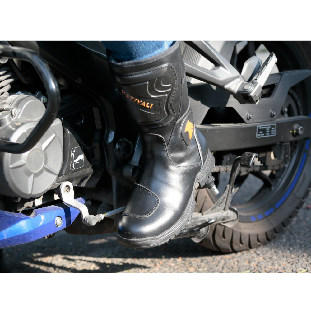 Botas Motociclista V-STIVALI ELITE 375 Piel Alta Seguridad Pista Negra TALLA 29    