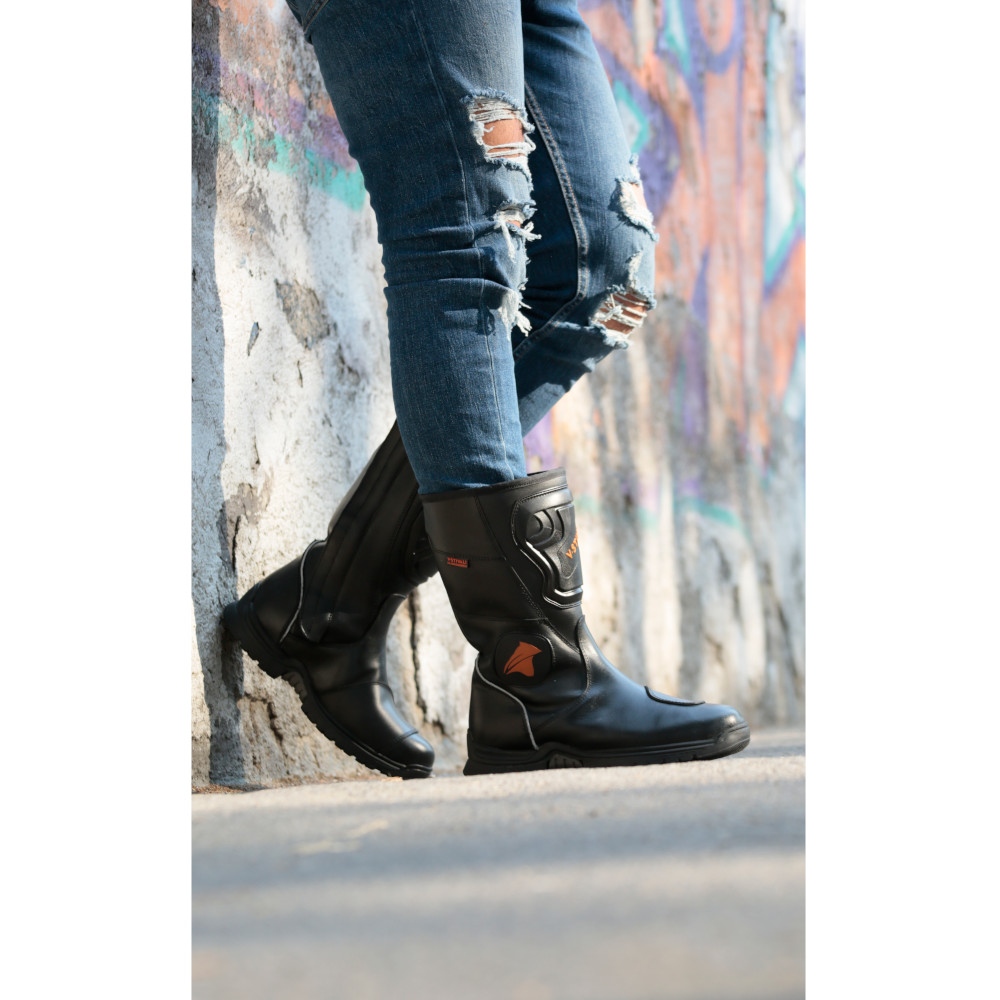 Botas Motociclista V-STIVALI ELITE 375 Piel Alta Seguridad Pista Negra TALLA 29    