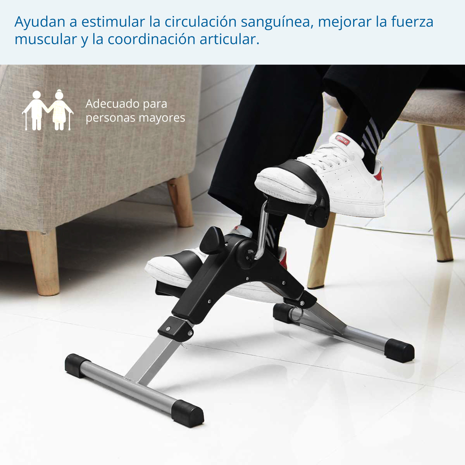 Altera Ejercitador de Pedal Plegable Mini Bicicleta de Ejercicio con Pantalla LCD para Rehabilitación de Piernas y Brazos