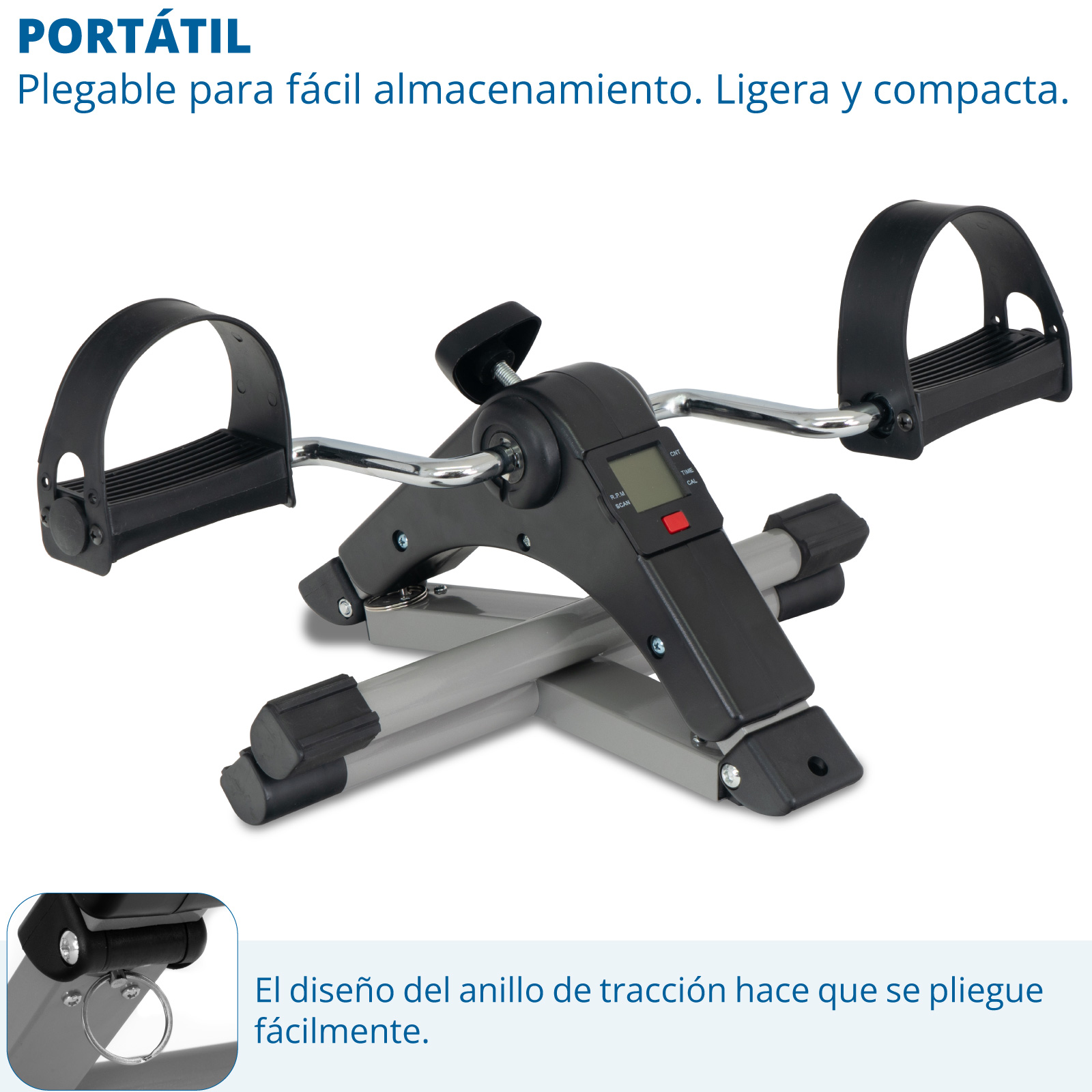 Altera Ejercitador de Pedal Plegable Mini Bicicleta de Ejercicio con Pantalla LCD para Rehabilitación de Piernas y Brazos