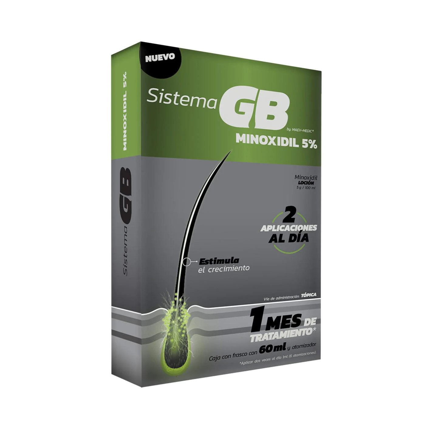 Sistema GB Solución Anticaída, Tratamiento Capilar Minoxidil 5%, 60 ml