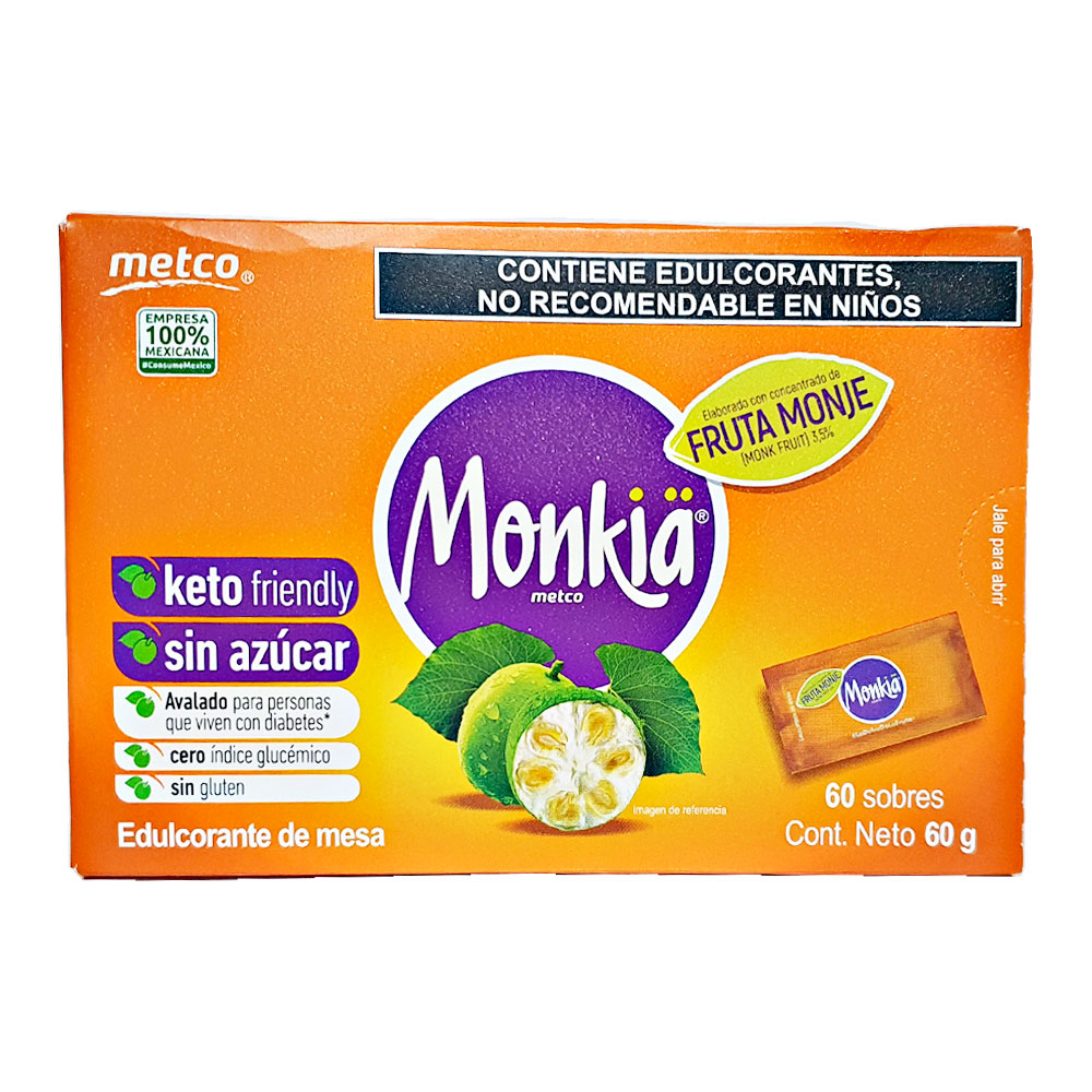 Fruta Del Monje Endulzante Keto Sin Azúcar Monkia 60 Sobres