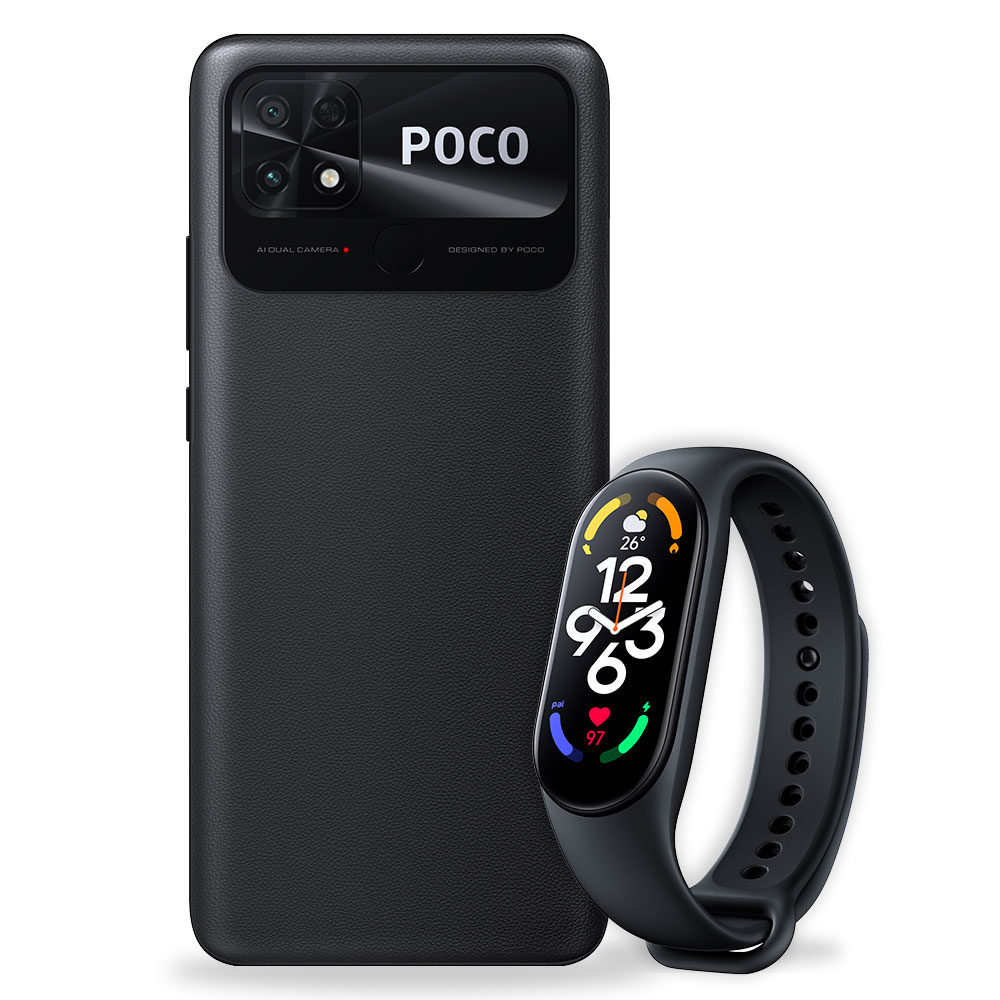 Celular POCO C40 Power Black 4GB RAM 64GB ROM Negro + Mi Smart Band 7