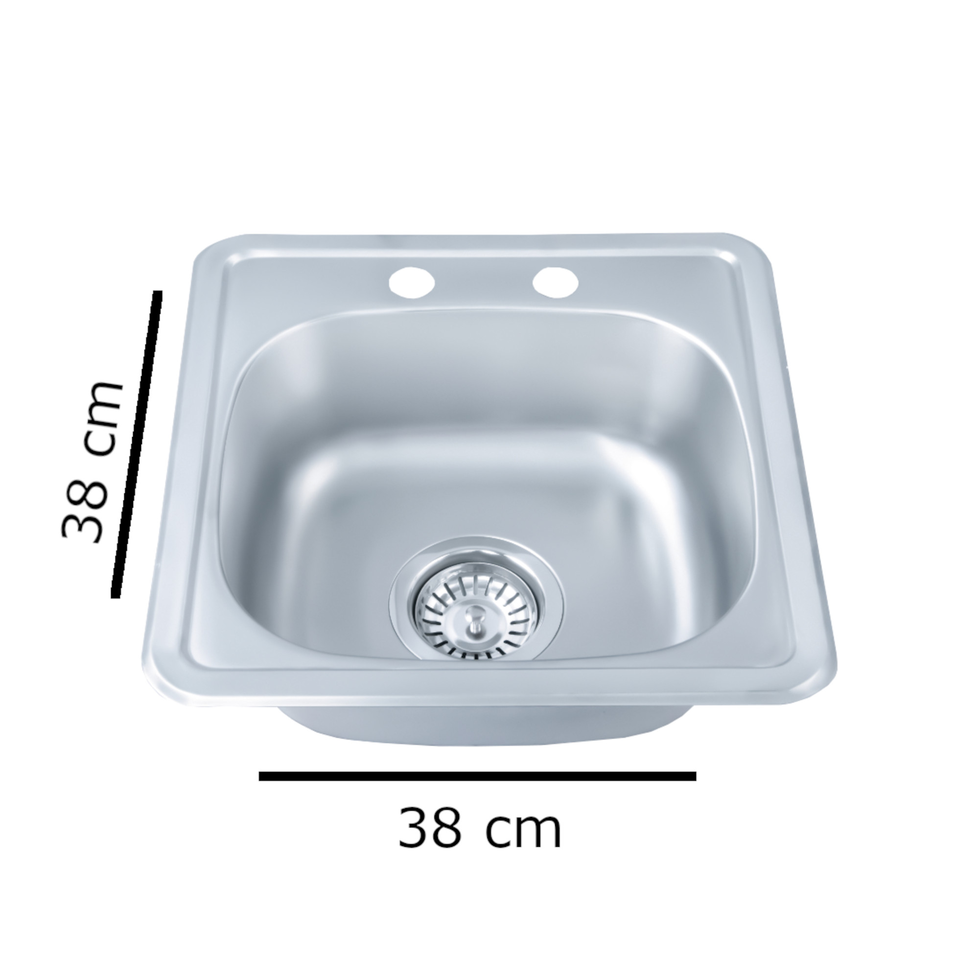 Tarja Sencilla de Acero Inoxidable (38cm x 38cm) con Kit de Instalación