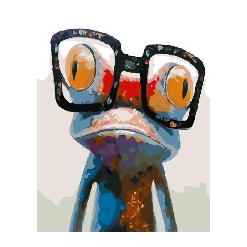 Rana lente Pinta por numero con bastidor incluido