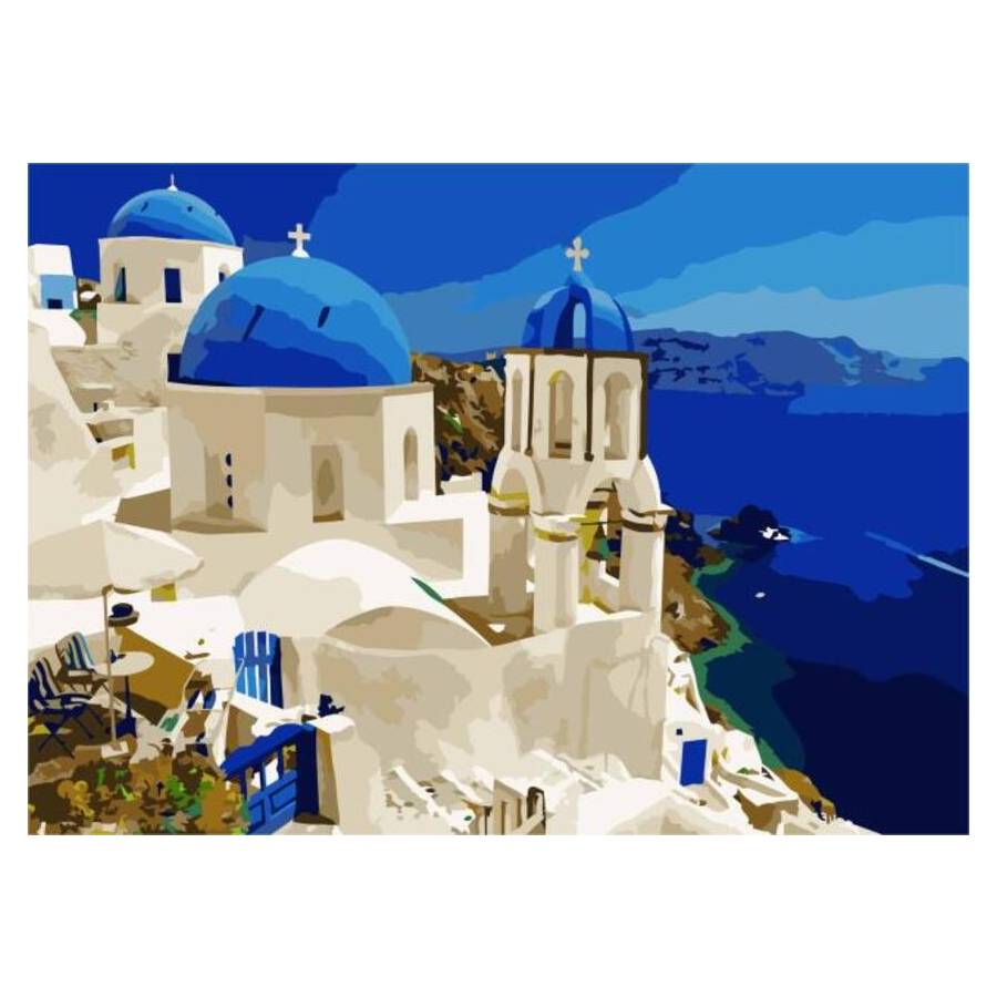 Santorini Pinta por numero con bastidor incluido