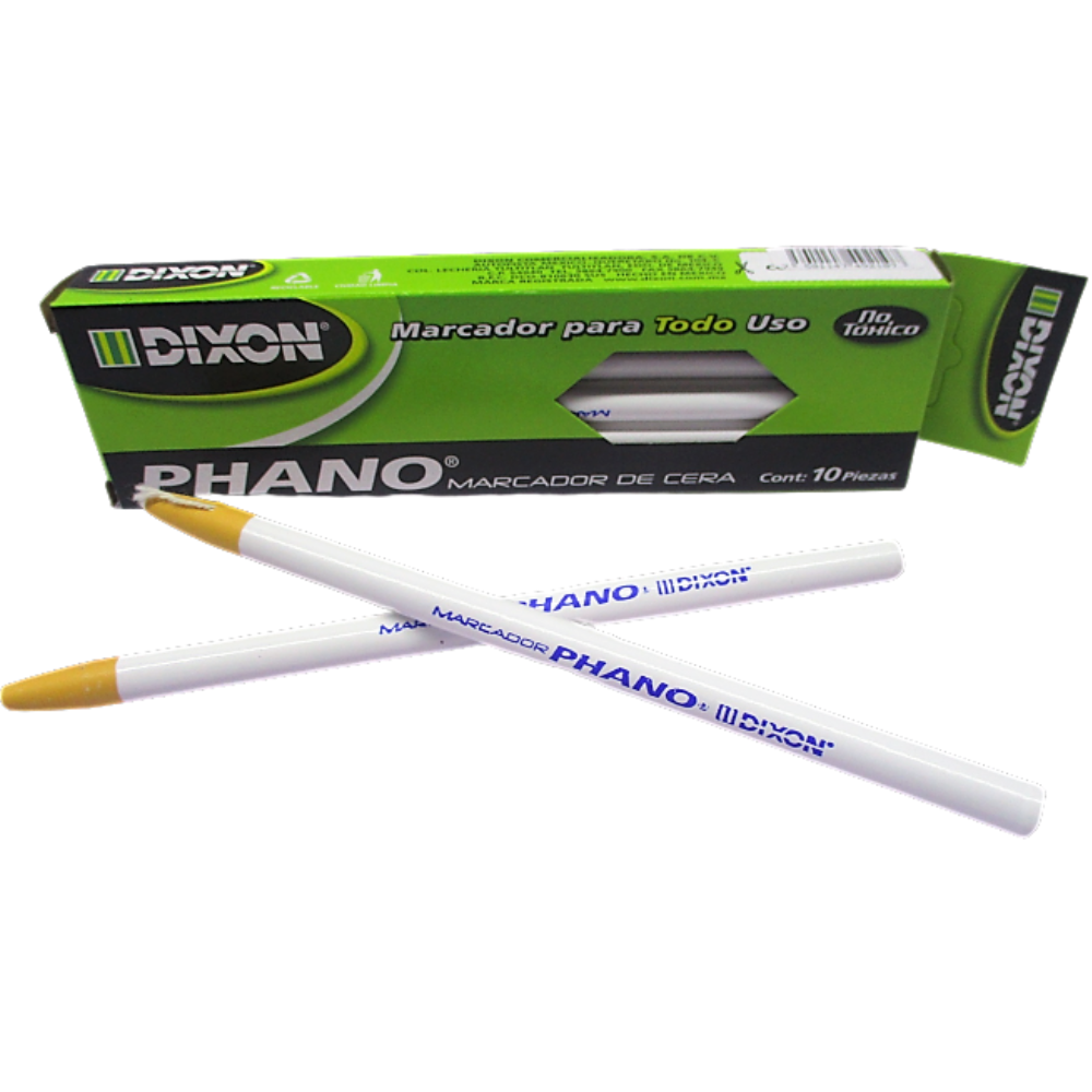 Marcador De Cera Phano, Caja Con 10 Unidades, Dixon, Amarillo o Blanco