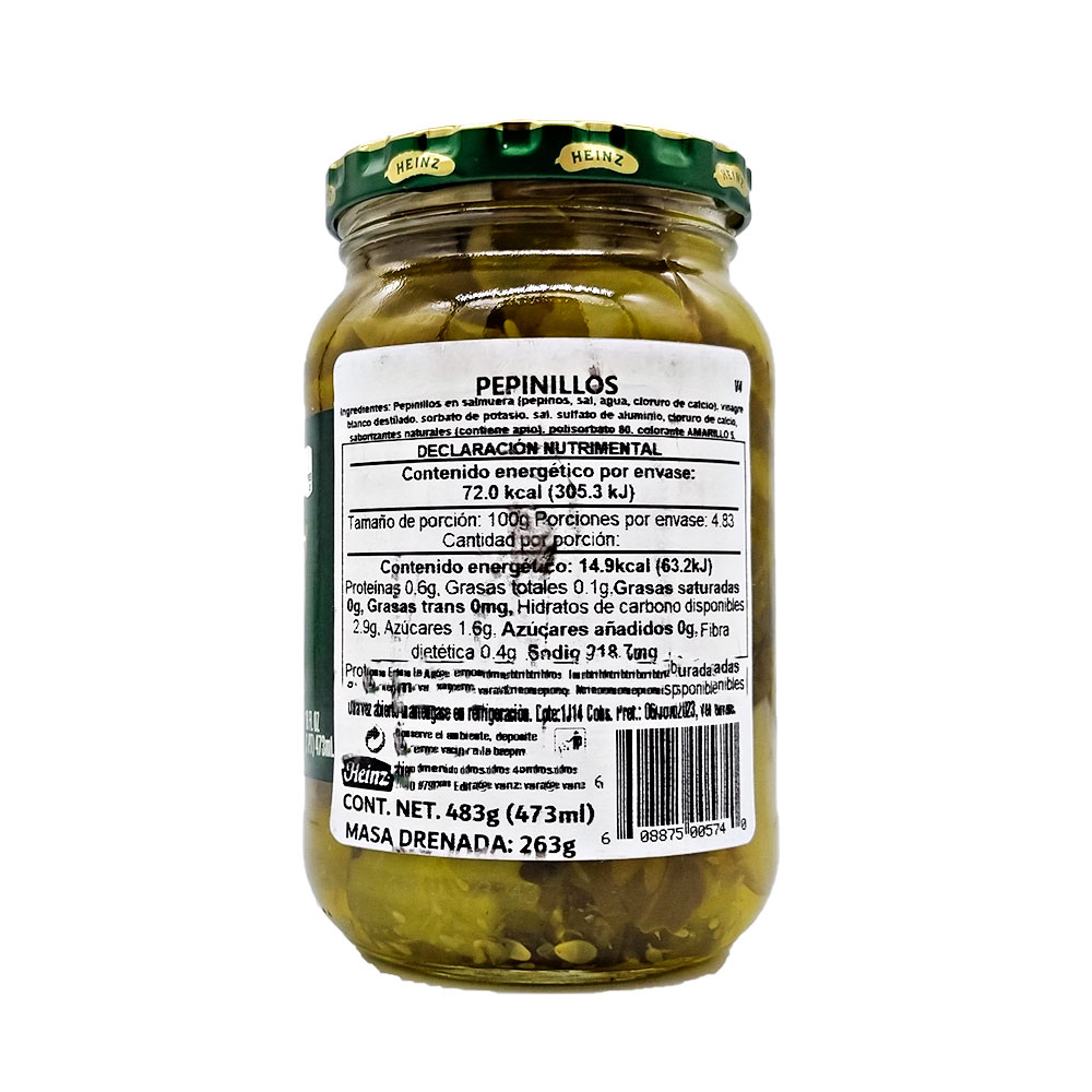 Pepinillos Heinz Hamburger Dill Chips 483g Rebanados Rodajas