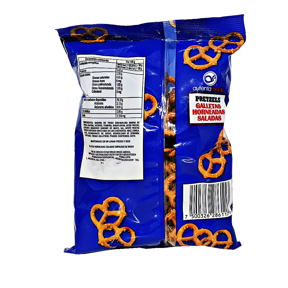Pretzels Naturales Botana 150g Galleta Horneada Salada
