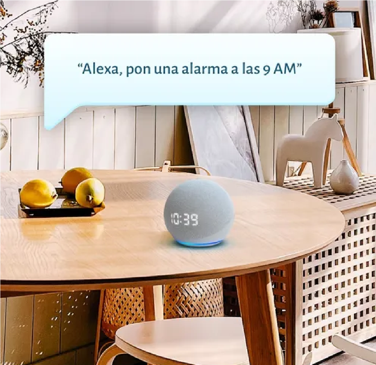 Echo Dot 4th Gen Con Alexa Pantalla Reloj Blanco