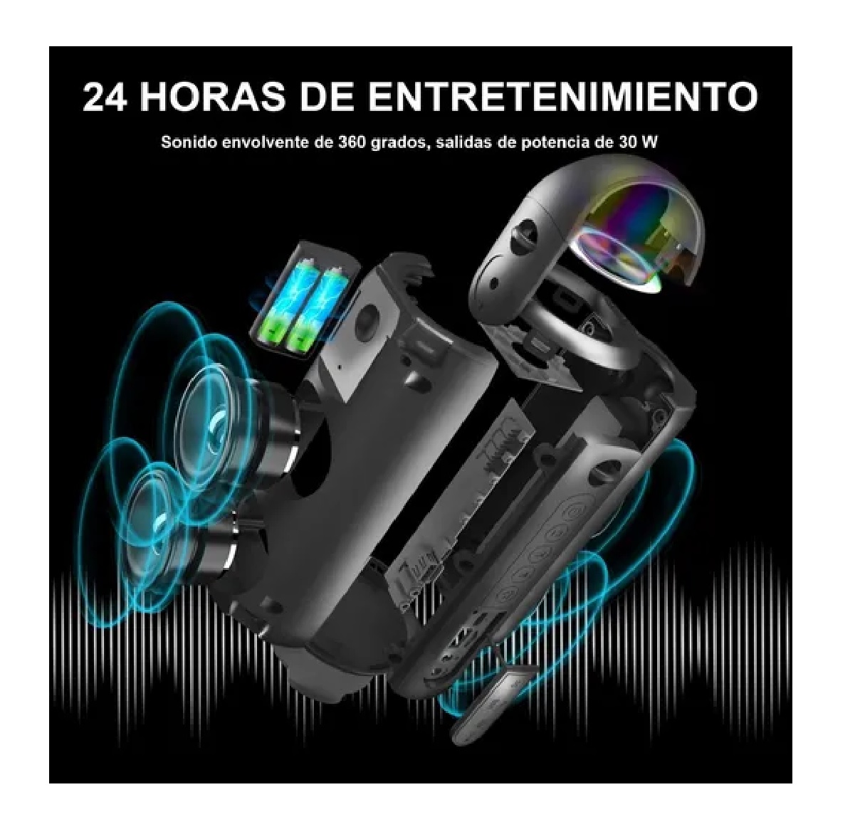 Bocina Bluetooth Portátil Altavoz Impermeable Con Rgb Luces