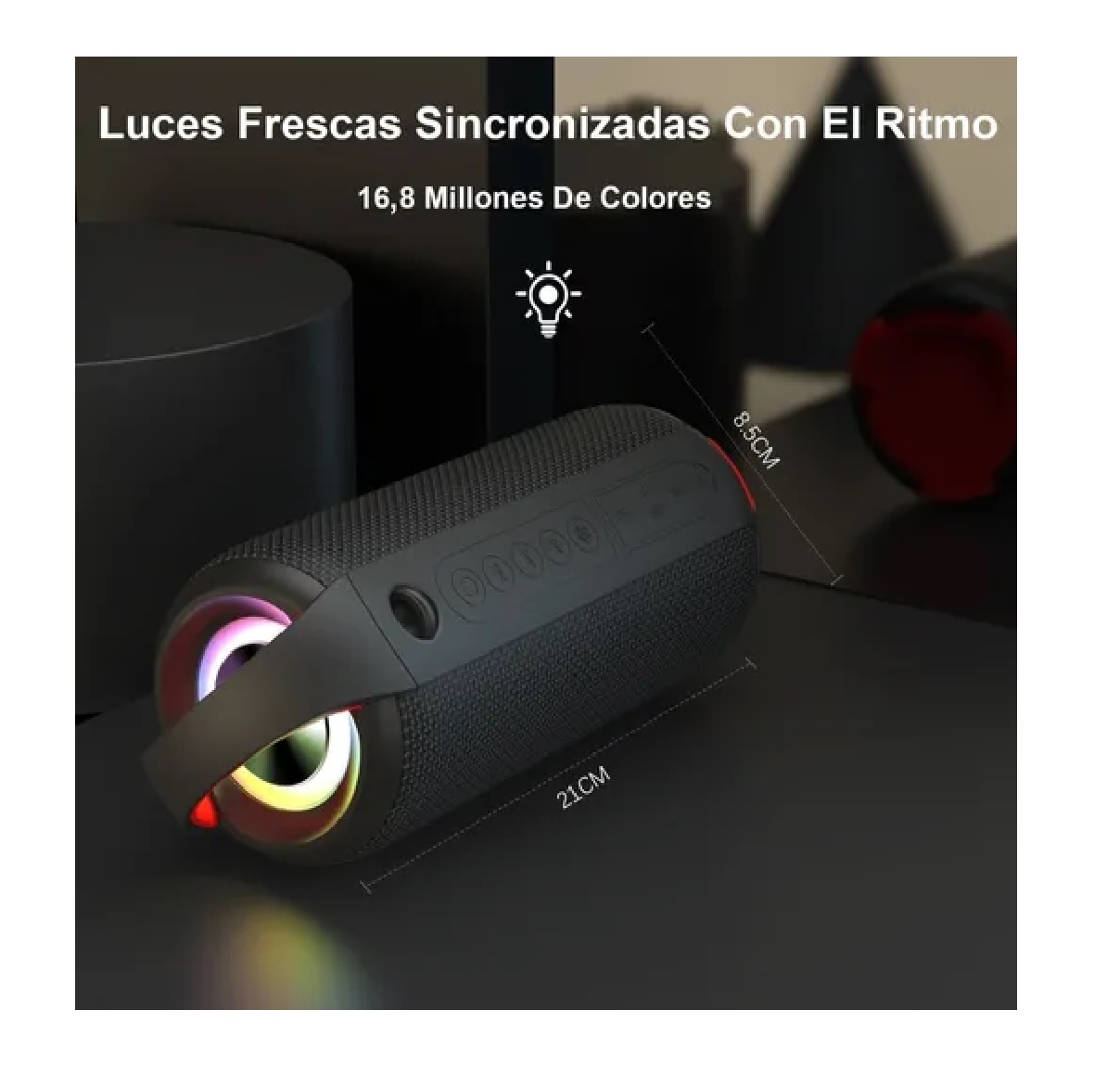 Bocina Bluetooth Portátil Altavoz Impermeable Con Rgb Luces