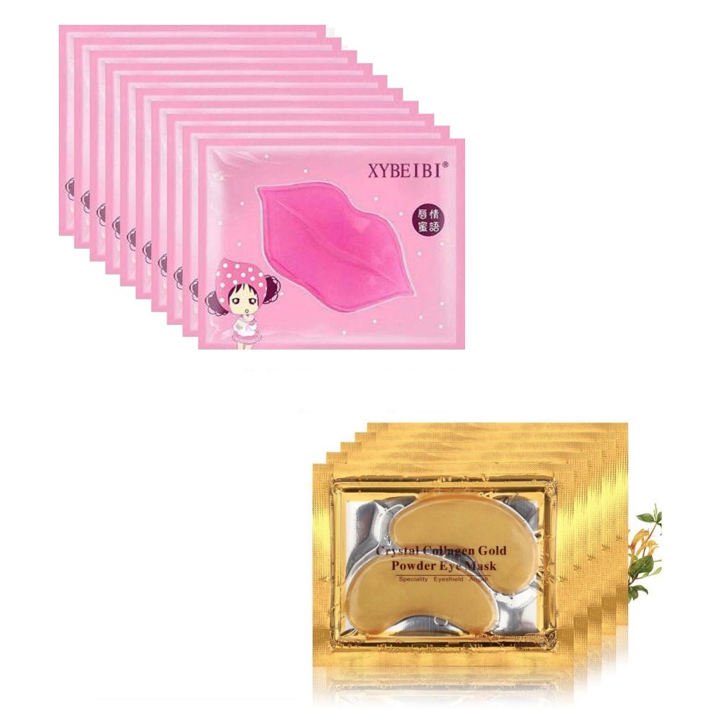 Paquete Mayoreo Mascarilla Parches para Ojos Y Labios Colágeno 100 Piezas