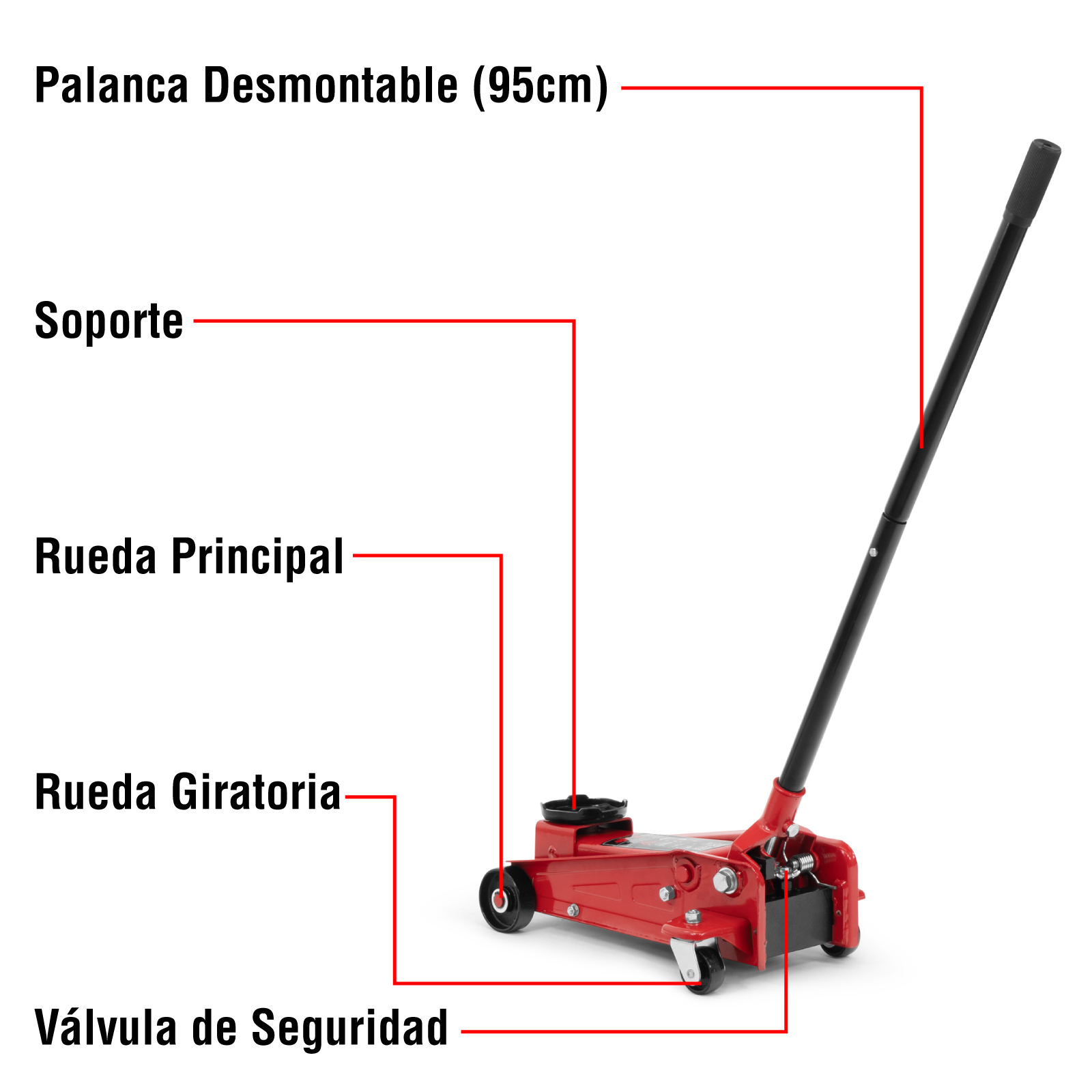 Gato de Patín Hidráulico de Perfil Bajo 3 Toneladas de Capacidad