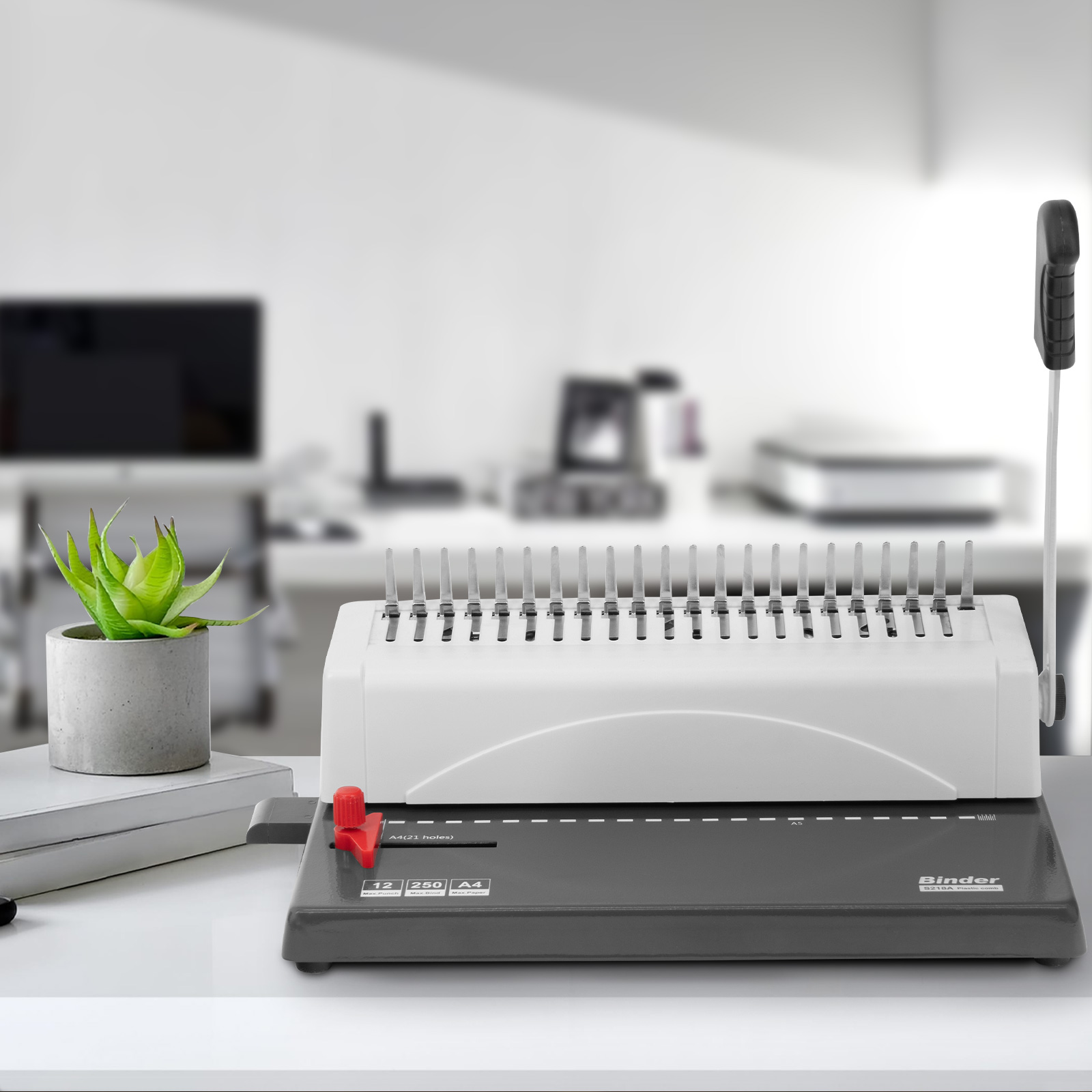 Engargoladora de 21 Agujeros Encuadernación de 250 Hojas Margen Ajustable para Tamaño Carta y A4