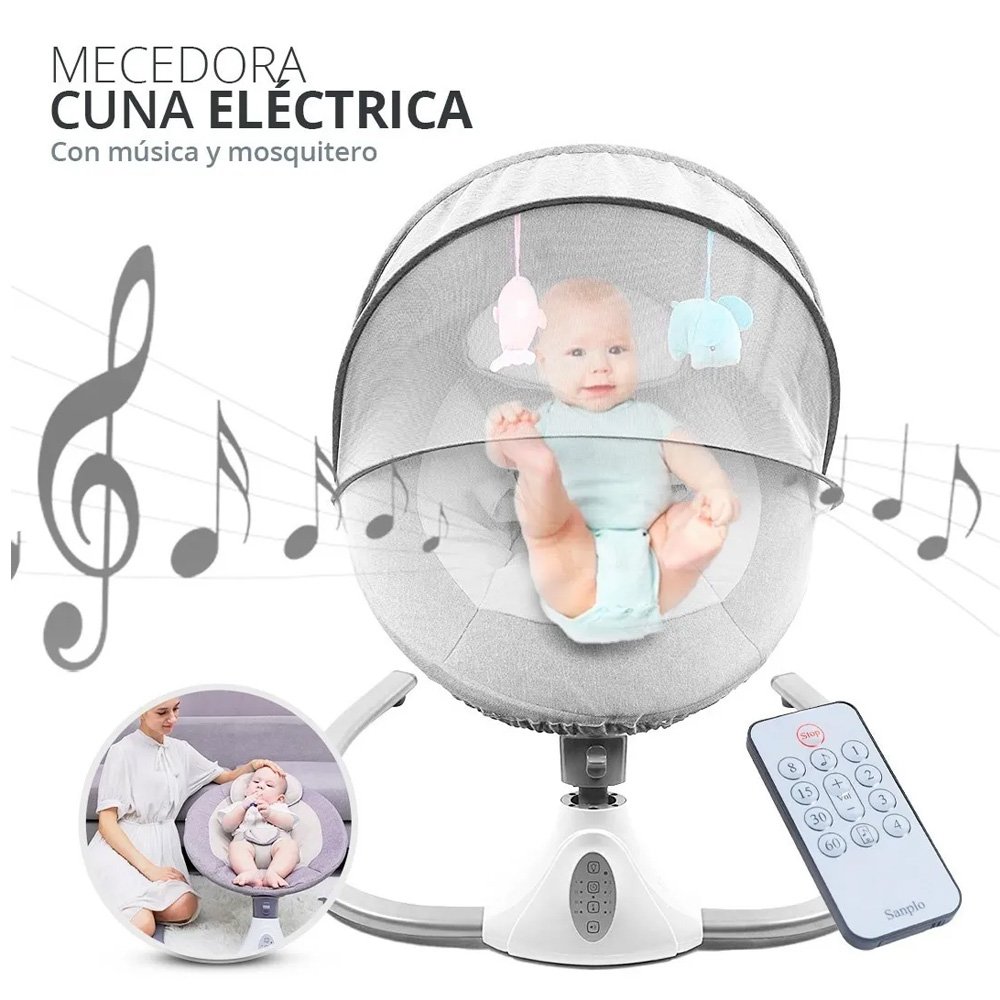 Musical Silla Mecedora Para Bebé Columpio Eléctrica Cuna