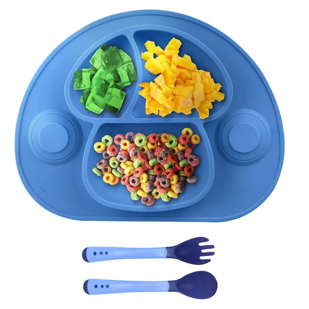 Plato Para Bebe Antiderrapante Adherible De Silicon Cubiertos