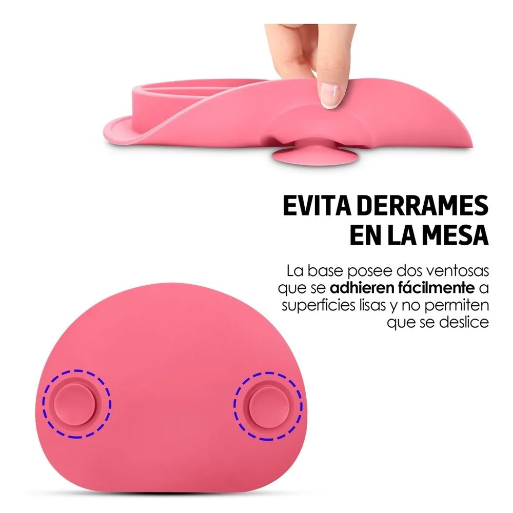 Plato Para Bebe Antiderrapante Adherible De Silicon Cubiertos