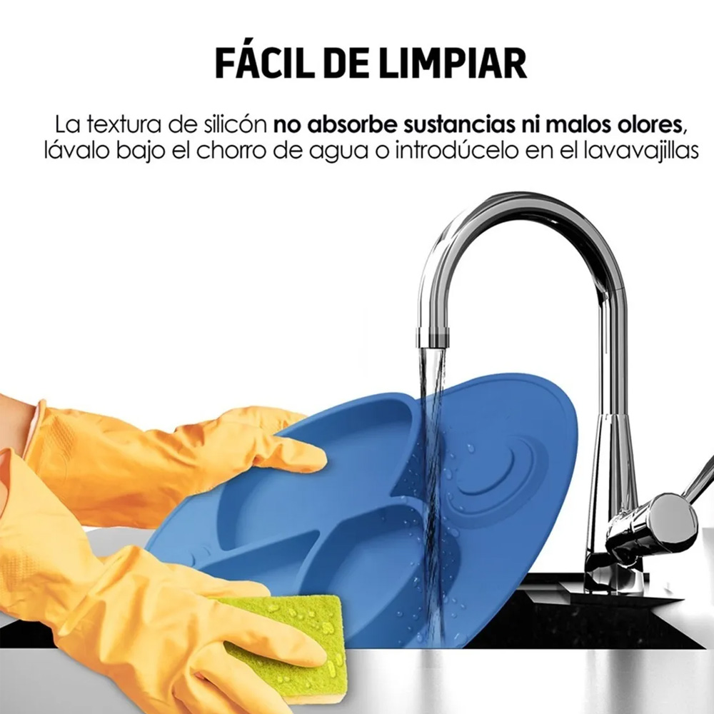 Plato Para Bebe Antiderrapante Adherible De Silicon Cubiertos
