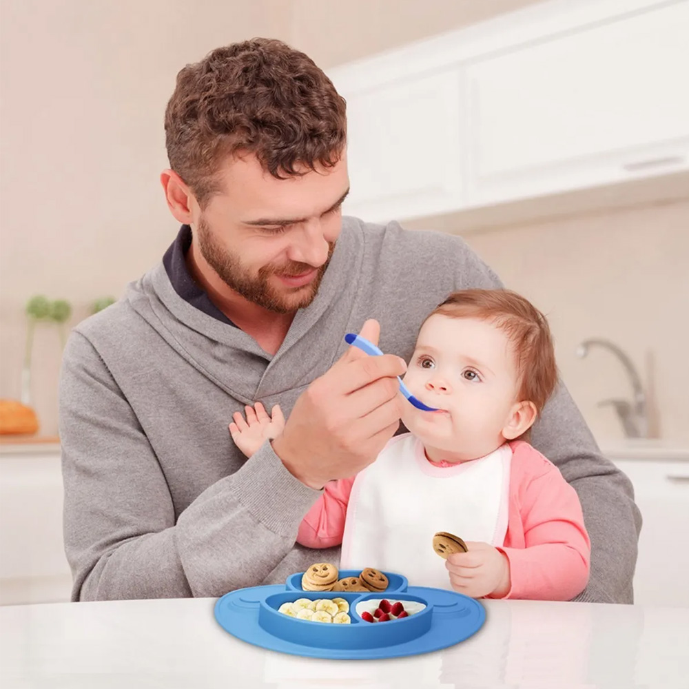Plato Para Bebe Antiderrapante Adherible De Silicon Cubiertos