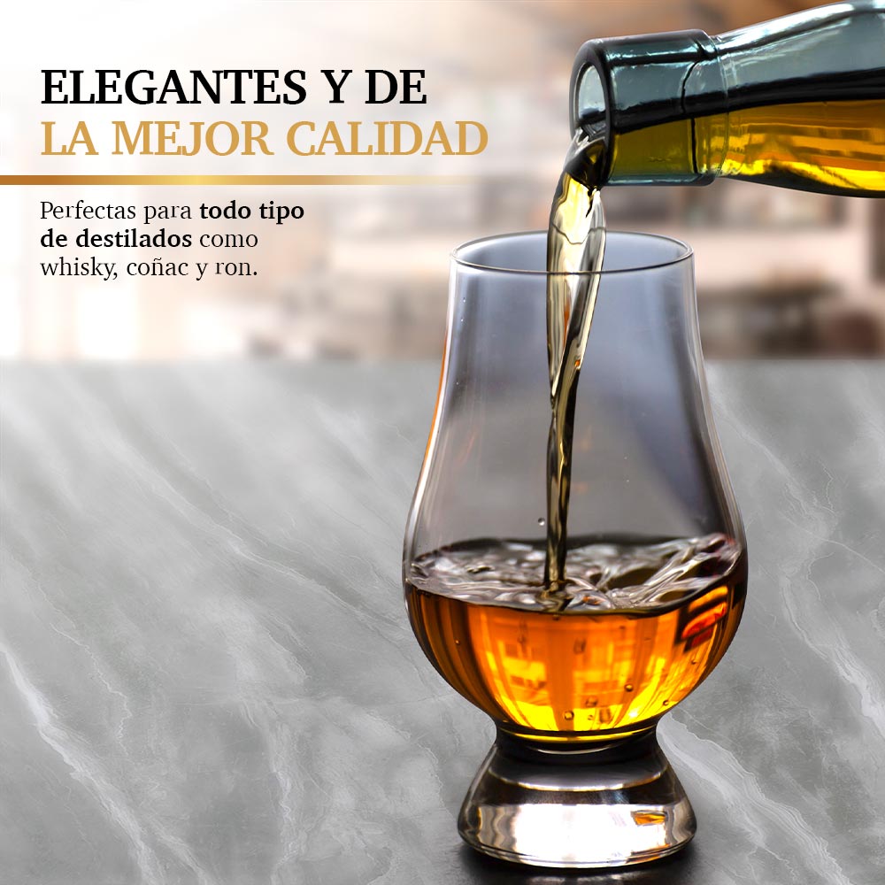 Copas de Cristal para Degustar Whiskey Tequila 4 Piezas Whiskey Town