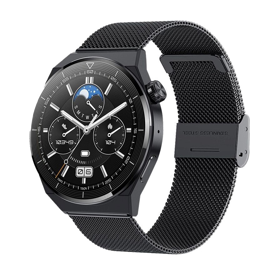 Reloj inteligente DT4 plus, Con Reproductor de música, asistente de voz, bluetooth llamadas, GPS, carga inalámbrica, modo multi deporte, frecuencia cardiaca, color Negro