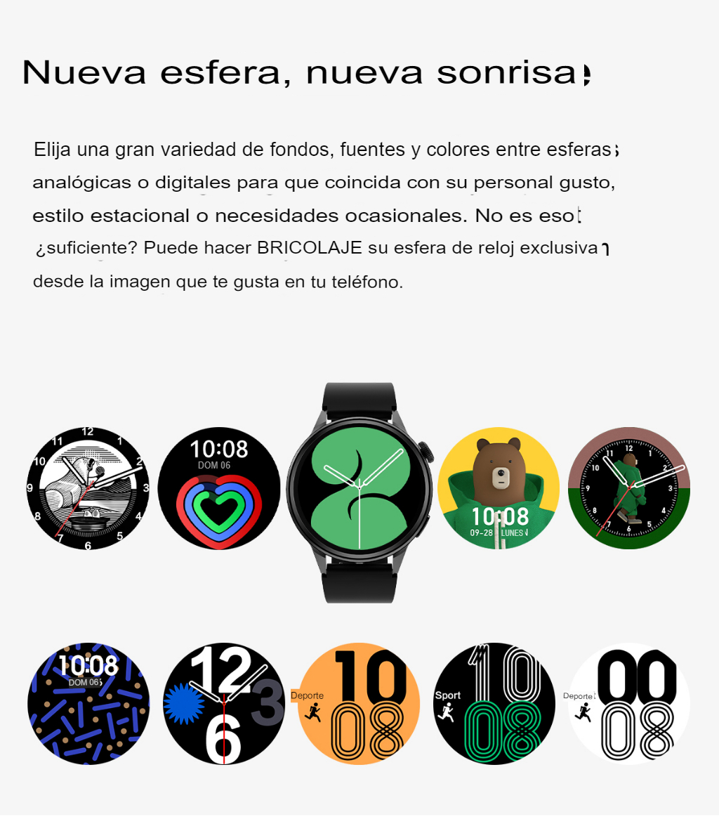 Reloj inteligente DT4 plus, Con Reproductor de música, asistente de voz, bluetooth llamadas, GPS, carga inalámbrica, modo multi deporte, frecuencia cardiaca, color Negro
