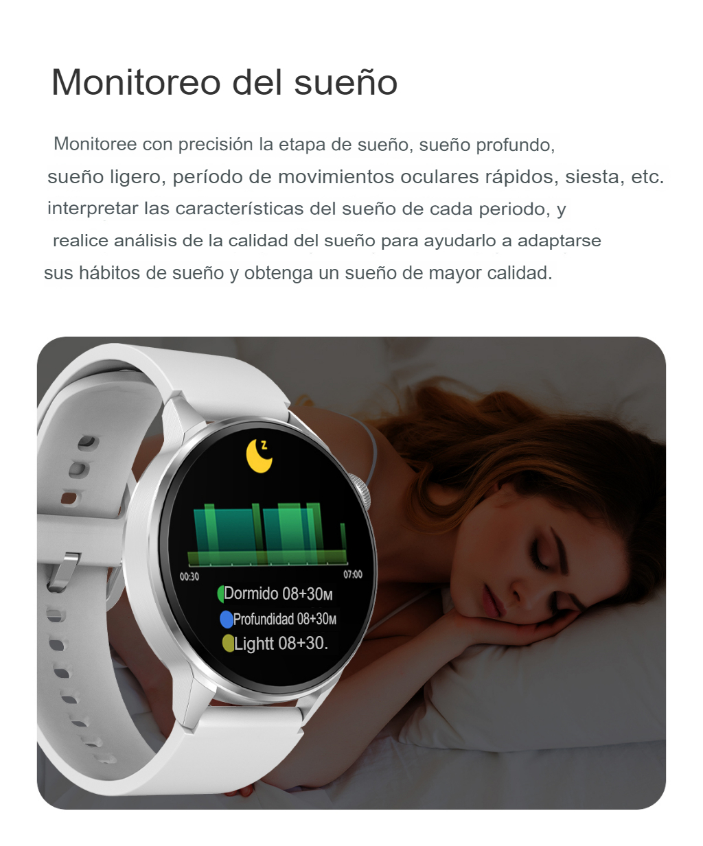  Reloj inteligente DT4+, asistente de voz (Siri o Google), bluetooth llamadas, GPS, carga inalámbrica, sensor de cardiograma, oxigenación de la sangre, frecuencia cardiaca.
