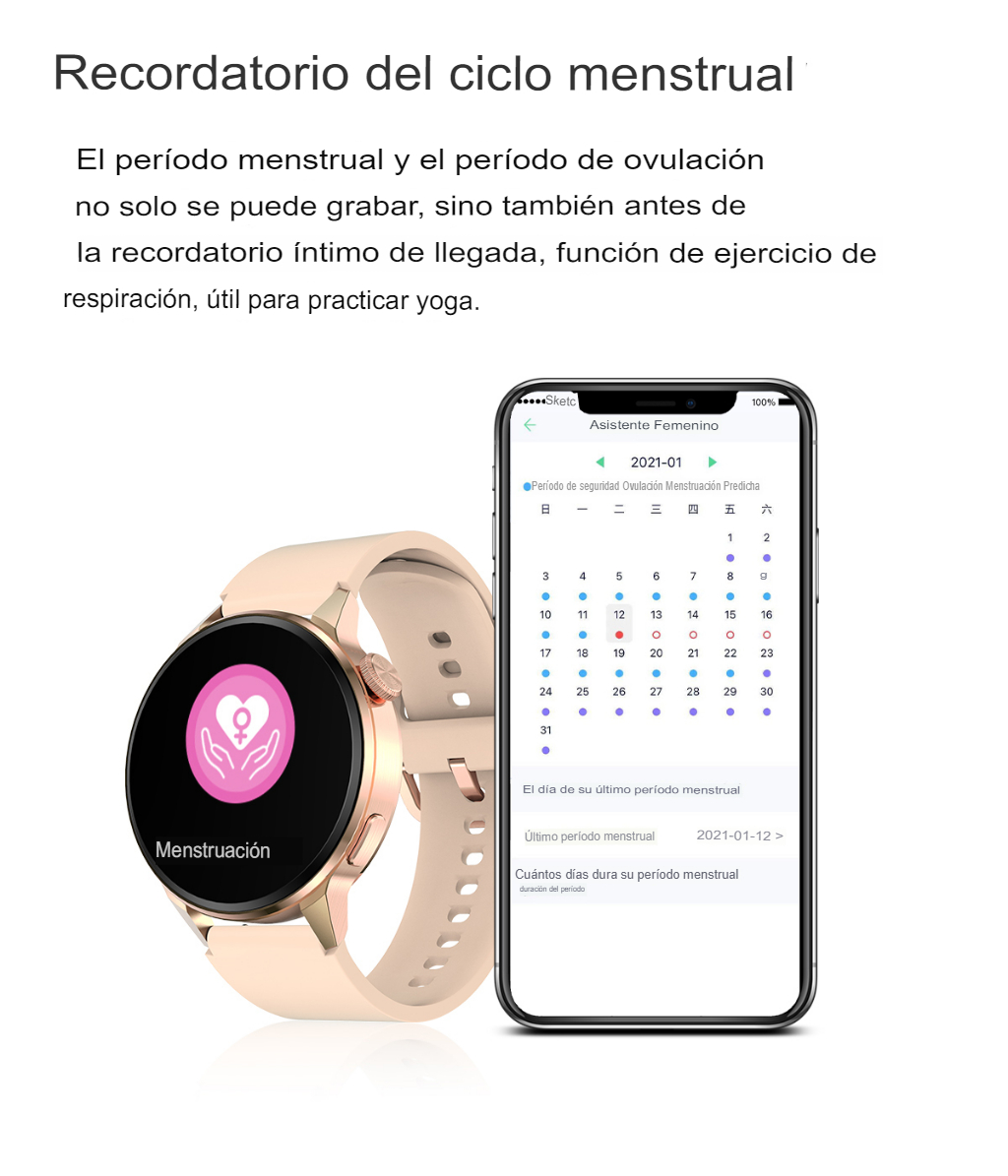  Reloj inteligente DT4+, asistente de voz (Siri o Google), bluetooth llamadas, GPS, carga inalámbrica, sensor de cardiograma, oxigenación de la sangre, frecuencia cardiaca.