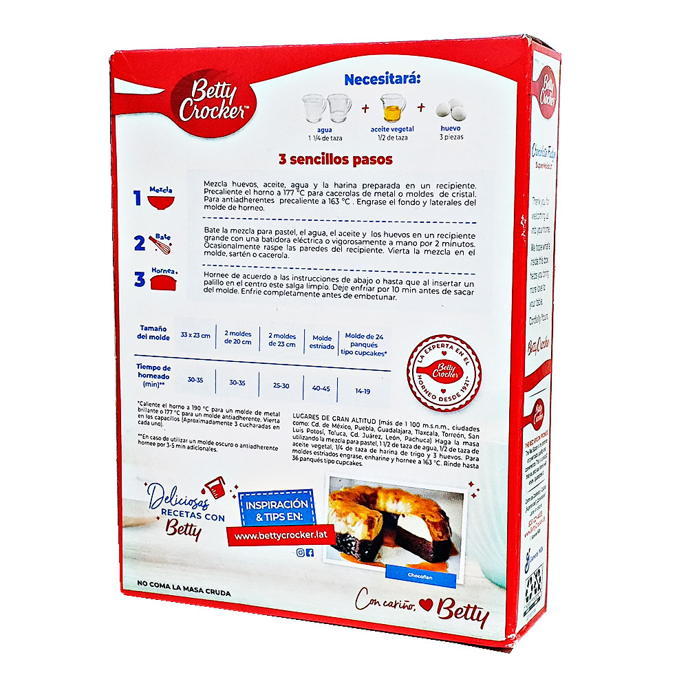 Harina Para Pastel Chocolate Fudge Betty Crocker Preparar