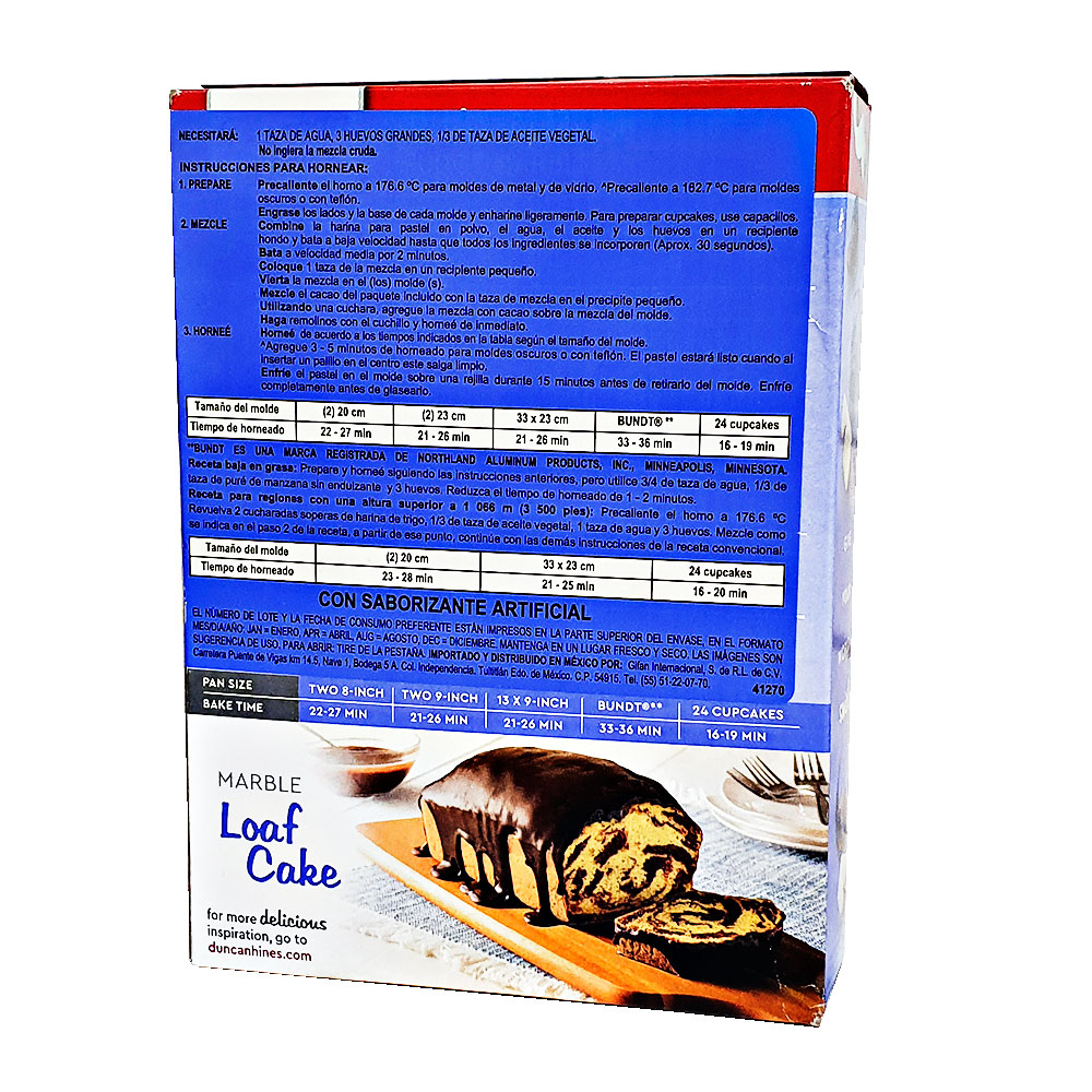 Harina Pastel Marmoleado Duncan Hines 432 Gr Preparar