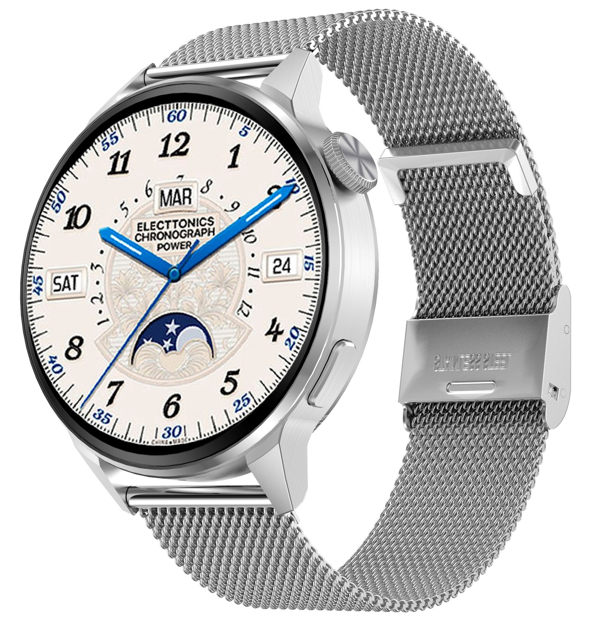 Reloj inteligente DT4 plus, Con Reproductor de música, asistente de voz, bluetooth llamadas, GPS, carga inalámbrica, modo multi deporte, frecuencia cardiaca, Color plateado