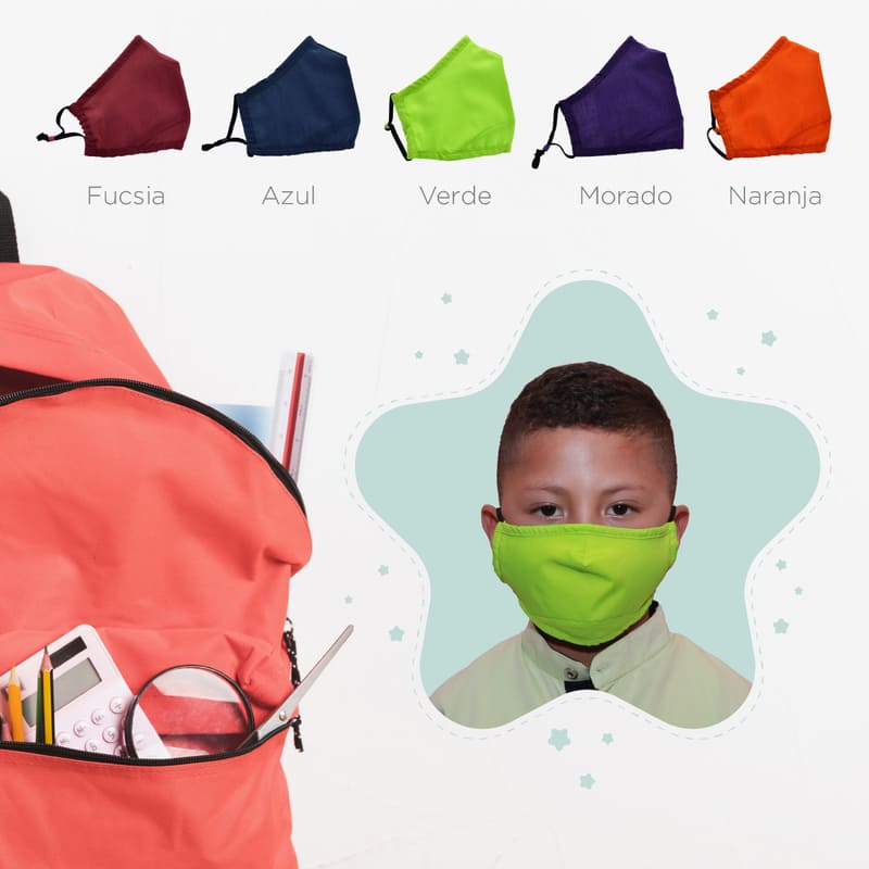 Cubrebocas de Tela Multicolor Niños Reutilizable, 5 Pz Multicolor, Baby Red Baboon