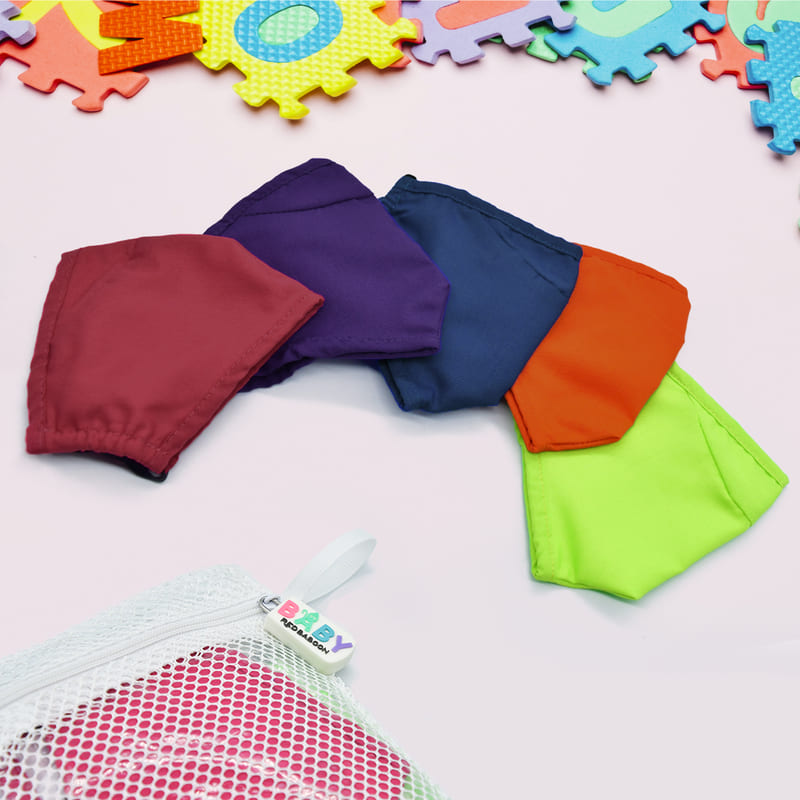 Cubrebocas de Tela Multicolor Niños Reutilizable, 5 Pz Multicolor, Baby Red Baboon
