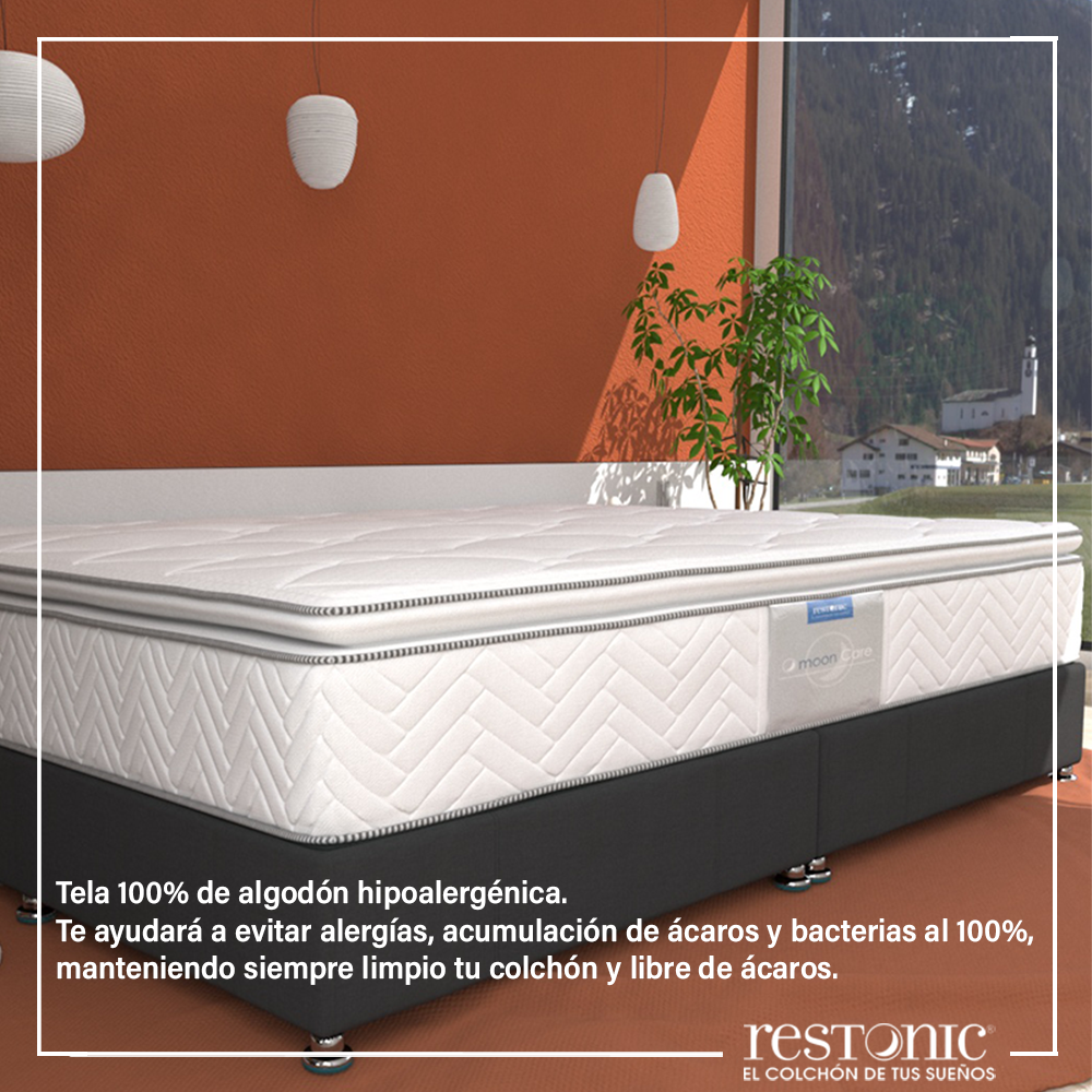 Colchón King Size Lenno Restonic Ortopédico Con Colchoneta PILLOW TOP 100% Hipoalergénico