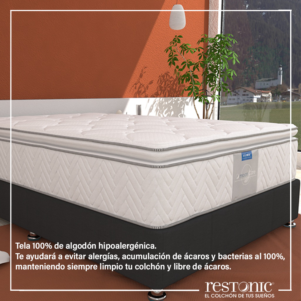 Colchón Matrimonial Lenno Restonic Ortopédico Con Colchoneta PILLOW TOP 100% Hipoalergénico .