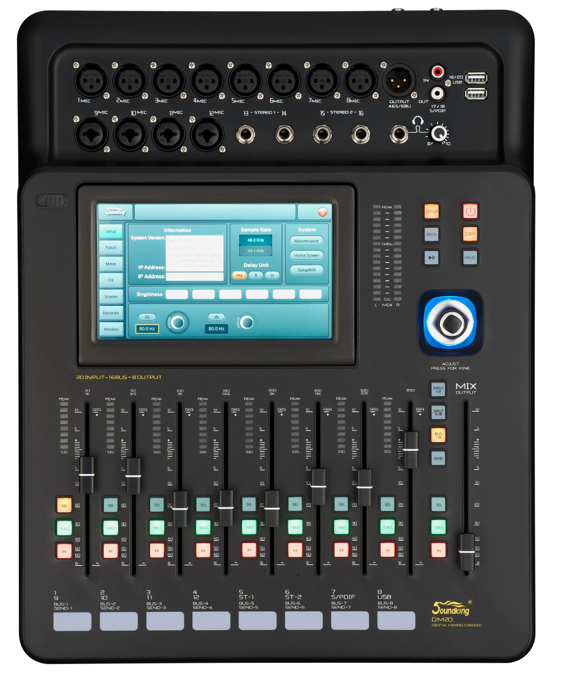 Mezcladora Digital 20 Canales WiFi Motorizada Soundking DM20-Negro