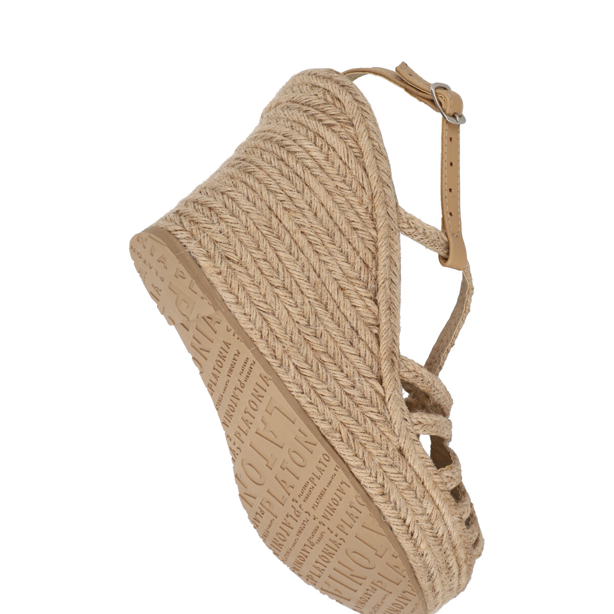 Sandalia Plataforma Con Yute Natural Con Látigos Estilizados Para Mujer