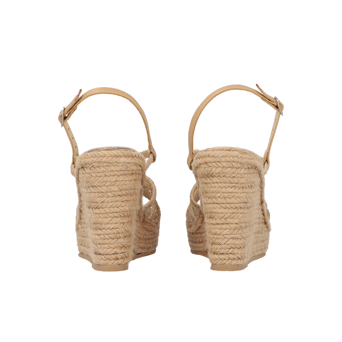 Sandalia Plataforma Con Yute Natural Con Látigos Estilizados Para Mujer