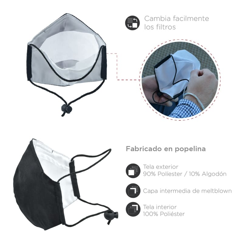 Cubrebocas Reutilizable de Tela Lavable, Mascarilla Tapabocas con 7 Filtros Red Baboon