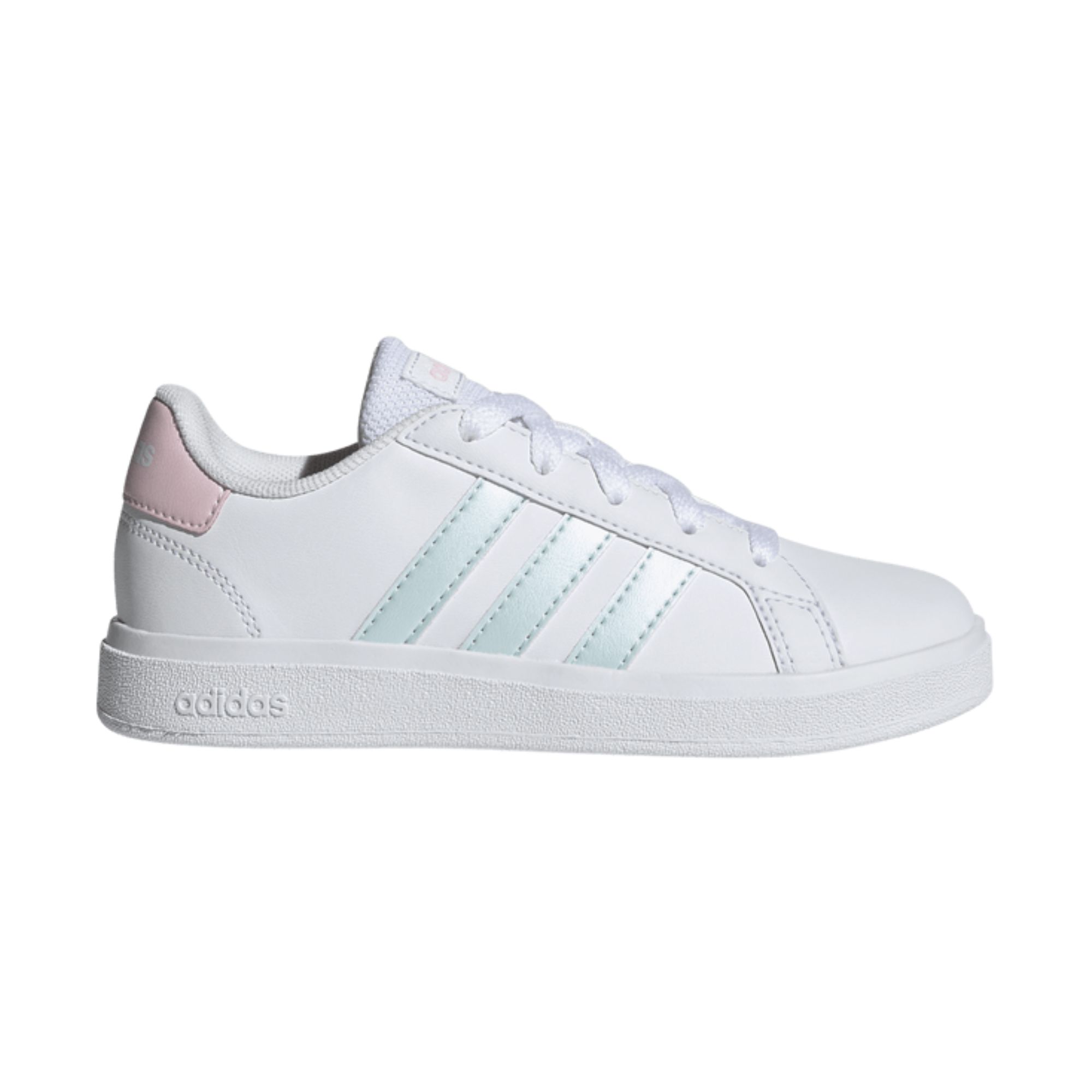 Tenis Adidas Grand Court 2.0 K Lifestyle Blanco con Azul Dama Originales GX7156